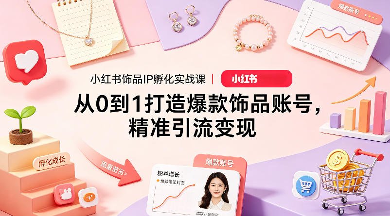 小红书饰品IP孵化实战课｜从0到1打造爆款饰品账号，精准引流变现-大川资源分享站