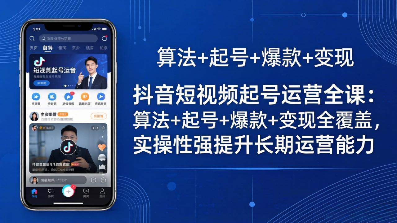 抖音短视频起号运营全课：算法+起号+爆款+变现全覆盖，实操性强提升长期运营能力-大川资源分享站