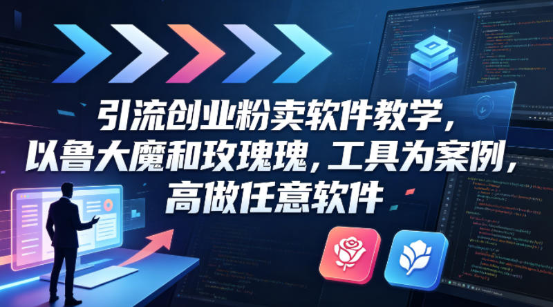引流创业粉卖软件教学，以鲁大魔和玫瑰工具为案例，可做任意软件-大川资源分享站