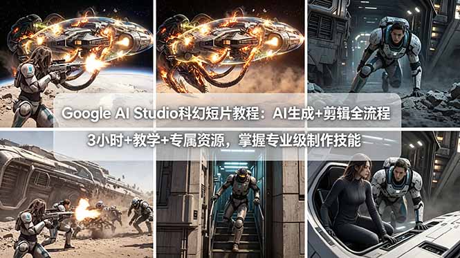 Google AI Studio科幻短片教程：AI生成+剪辑全流程，3小时+教学+专属资源，掌握专业级制作技能-大川资源分享站
