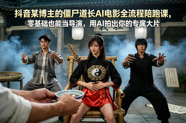抖音某博主的僵尸道长AI电影全流程陪跑课，零基础也能当导演，用AI拍出你的专属大片-大川资源分享站
