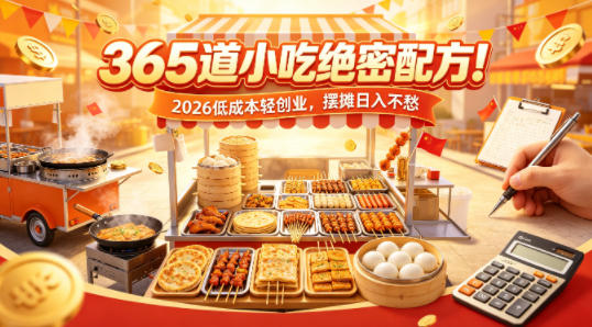 365道小吃绝密配方！2026低成本轻创业，摆摊日入不愁-大川资源分享站