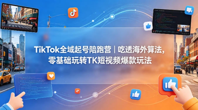 TikTok全域起号陪跑营｜吃透海外算法，零基础玩转TK短视频爆款玩法-大川资源分享站