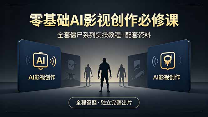 零基础AI影视创作必修课，全套僵尸系列实操教程加配套资料，全程答疑带你独立完整出片-大川资源分享站