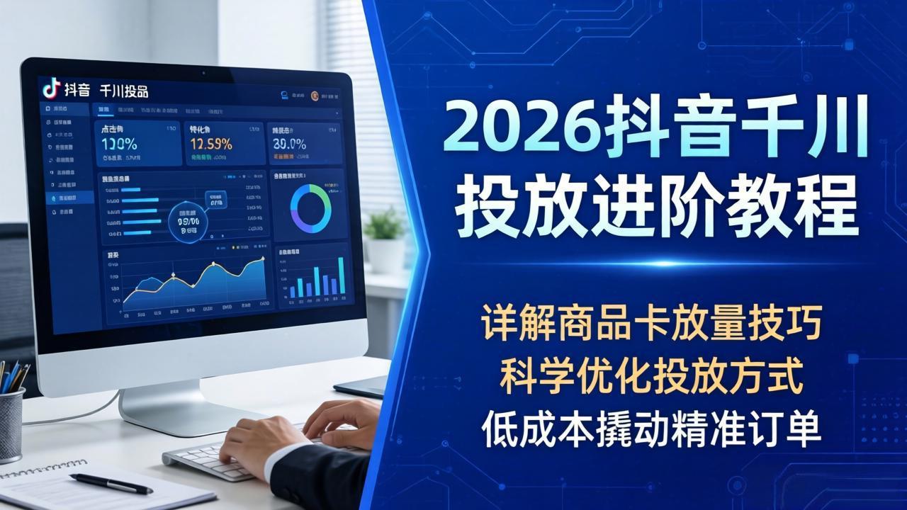 2026抖音千川投放进阶教程，详解商品卡放量技巧，科学优化投放方式，低成本撬动精准订单-大川资源分享站