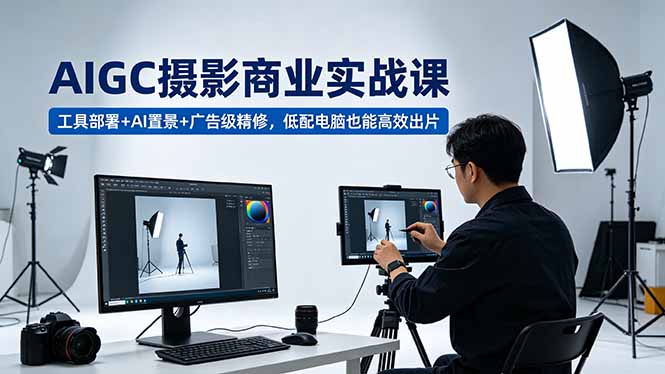 AIGC 摄影商业实战课，工具部署+AI置景+广告级精修，低配电脑也能高效出片-大川资源分享站