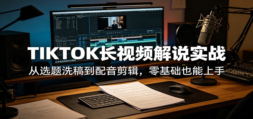 TIKTOK长视频解说实战：从选题洗稿到配音剪辑，零基础也能上手-大川资源分享站