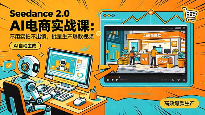 Seedance 2.0 AI电商实战课：不用实拍不出镜，批量生产爆款视频打爆GMV-大川资源分享站