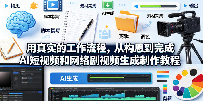 用真实的工作流程，从构思到完成AI短视频和网络剧视频生成制作教程-中英字幕-大川资源分享站