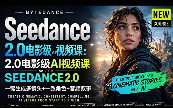 字节跳动的Seedance 2.0 AI电影视频生成制作教程，一键生成多镜头+一致角色+音频叙事-中英字幕-大川资源分享站