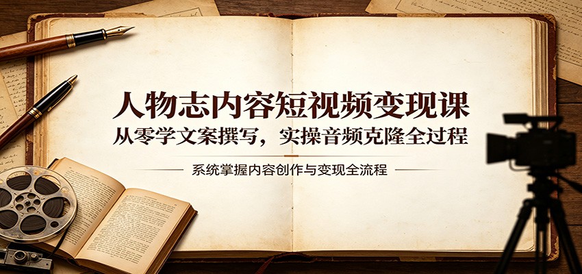 人物志内容短视频变现课：从零学文案撰写，实操音频克隆全过程-大川资源分享站
