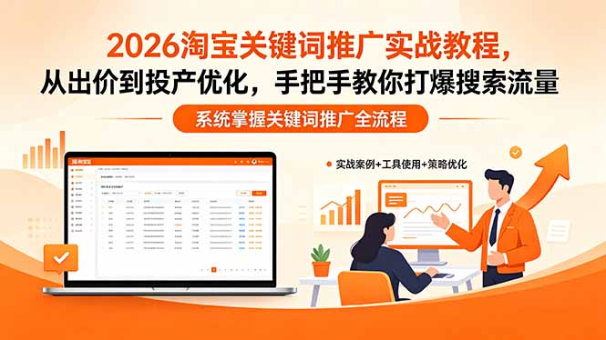 2026淘宝关键词推广实战教程，，从出价到投产优化，手把手教你打爆搜索流量-大川资源分享站
