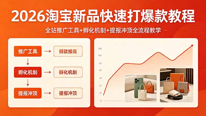 2026淘宝新品快速打爆款教程，全站推广工具+孵化机制+提报冲顶全流程教学-大川资源分享站