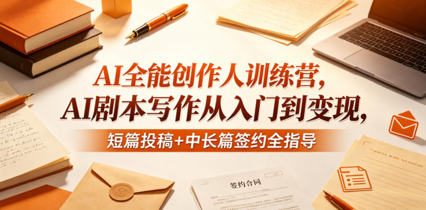 AI全能创作人训练营，AI剧本写作从入门到变现，短篇投稿+中长篇签约全指导-大川资源分享站