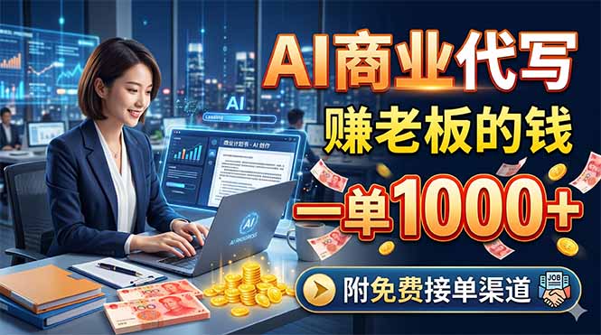 AI商业代写，赚老板的钱，一单1000+，附免费接单渠道-大川资源分享站