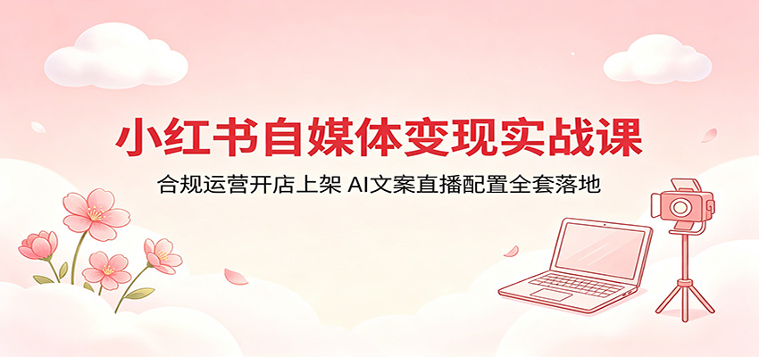 小红书自媒体变现实战课：合规运营开店上架，AI文案直播配置全套落地-大川资源分享站