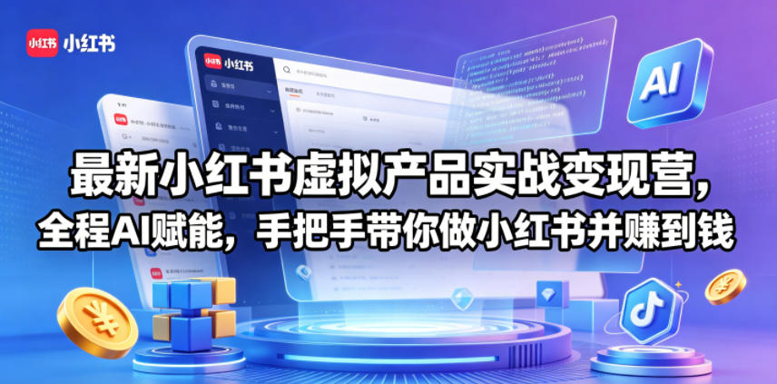 最新小红书虚拟产品实战变现营，全程AI赋能，手把手带你做小红书并赚到钱-大川资源分享站