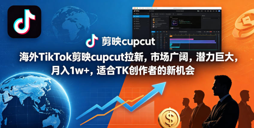 海外TikTok剪映cupcut拉新，市场广阔，潜力巨大，月入1w+，适合TK创作者的新机会-大川资源分享站