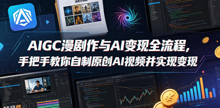 AIGC漫剧创作与AI变现全流程，手把手教你自制原创AI视频并实现变现-大川资源分享站