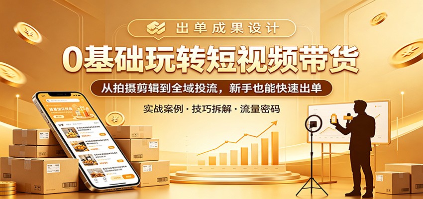 0基础玩转短视频带货：从拍摄剪辑到全域投流，新手也能快速出单-大川资源分享站