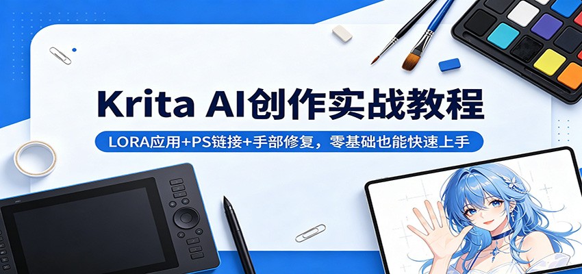 Krita AI创作实战教程：LORA应用+PS链接+手部修复，零基础也能快速上手-大川资源分享站