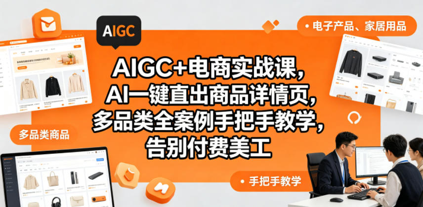AIGC+电商实战课，AI一键直出商品详情页，多品类全案例手把手教学，告别付费美工-大川资源分享站