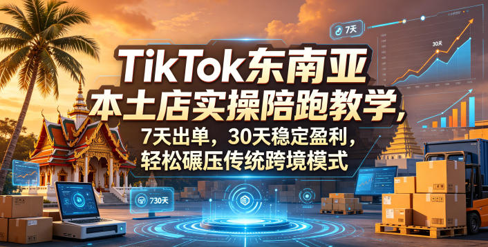TikTok东南亚本土店实操陪跑教学，7天出单，30天稳定盈利，轻松碾压传统跨境模式-大川资源分享站