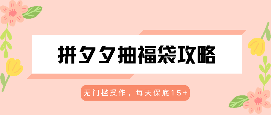拼夕夕抽福袋攻略，无门槛操作，每天保底15+-大川资源分享站