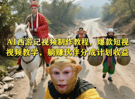 AI西游记视频制作教程，爆款短视频教学，躺賺伙伴分成计划收益-大川资源分享站