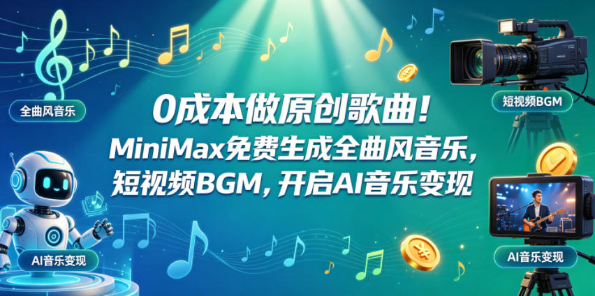 0成本做原创歌曲！MiniMax免费生成全曲风音乐，短视频BGM，开启AI音乐变现-大川资源分享站
