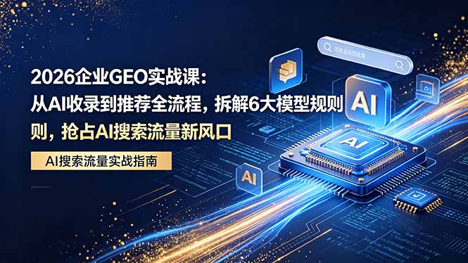 2026 企业GEO实战课：从AI收录到推荐全流程，拆解6大模型规则，抢占 AI 搜索流量新风口-大川资源分享站