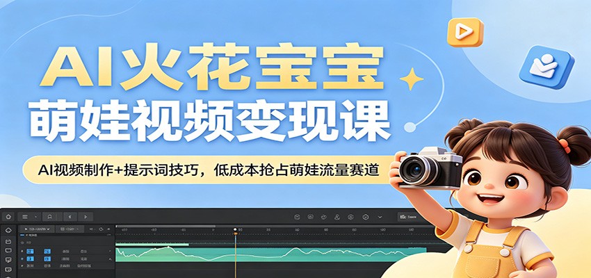 AI火花宝宝萌娃视频变现课：AI视频制作+提示词技巧，低成本抢占萌娃流量赛道-大川资源分享站