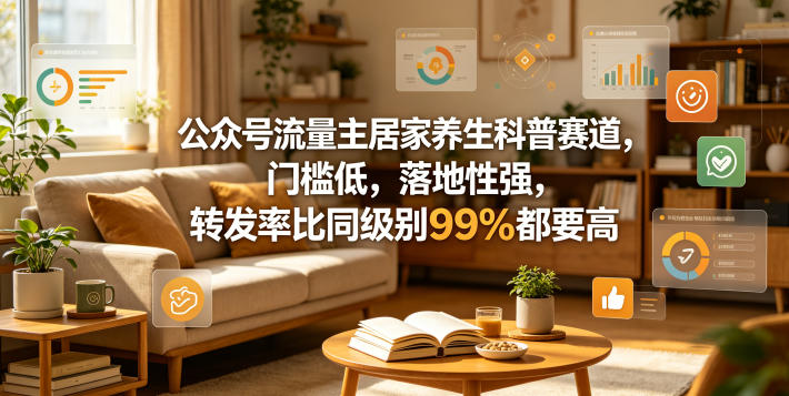 公众号流量主居家养生科普赛道，门槛低，落地性强，转发率比同级别99％都要高-大川资源分享站