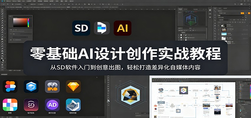 零基础AI设计创作实战教程：从SD软件入门到创意出图，轻松打造差异化自媒体内容-大川资源分享站