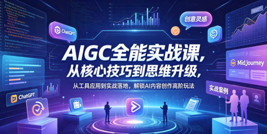 AIGC全能实战课，从核心技巧到思维升级，从工具应用到实战落地，解锁AI内容创作高阶玩法-大川资源分享站