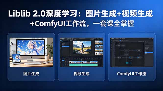 Liblib 2.0深度学习：图片生成+视频生成+ComfyUI工作流，一套课全掌握-大川资源分享站