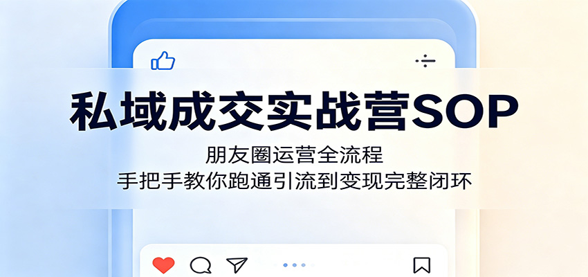 私域成交实战营SOP：朋友圈运营全流程，手把手教你跑通引流到变现完整闭环-大川资源分享站