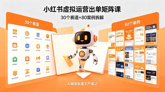 小红书虚拟运营出单矩阵课：30个赛道+80案例拆解，AI赋能批量生产笔记-大川资源分享站