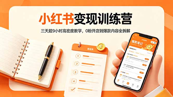 小红书变现训练营：三天超9小时高密度教学，0粉开店到爆款内容全拆解-大川资源分享站
