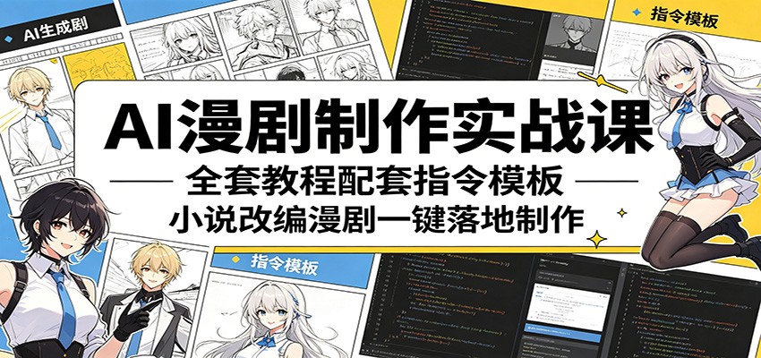 AI漫剧制作实战课：全套教程配套指令模板，小说改编漫剧一键落地制作-大川资源分享站