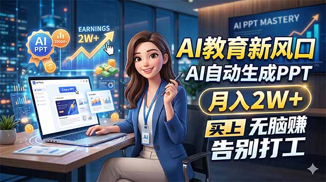 AI教育新风口，AI自动生成PPT，月入2W+，无脑赚，告别打工-大川资源分享站