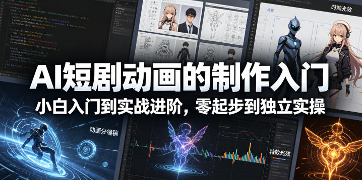 AI短剧动画的制作入门，小白入门到实战进阶，零起步到独立实操-大川资源分享站