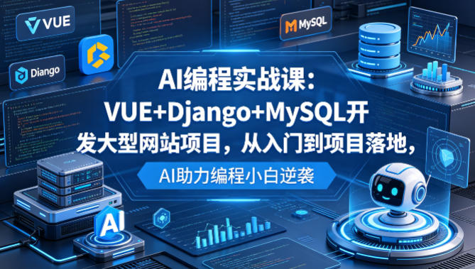 AI编程实战课：VUE+Django+MySQL开发大型网站项目，从入门到项目落地，AI助力编程小白逆袭-大川资源分享站