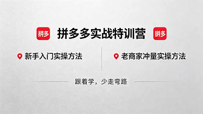 拼多多实战特训营(更新5月3-大川资源分享站