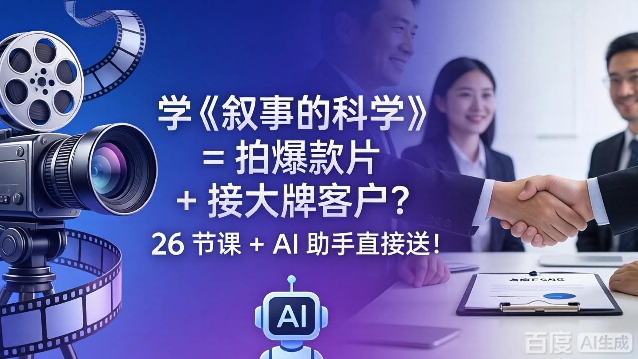 学《叙事的科学》= 拍爆款片 + 接大牌客户？26 节课 + AI 助手直接送！-大川资源分享站