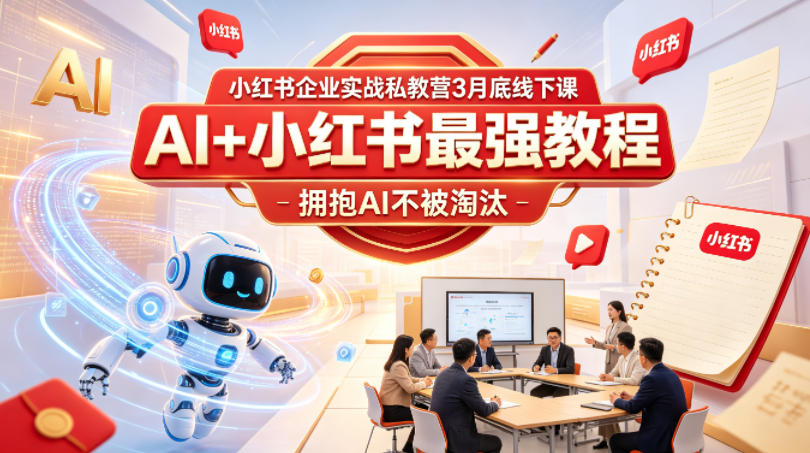 小红书企业实战私教营3月底线下课，AI+小红书最强教程，拥抱AI不被淘汰-大川资源分享站