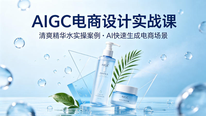 AIGC电商设计实战课，以清爽精华水为实操案例，教你用AI快速生成电商场景-大川资源分享站