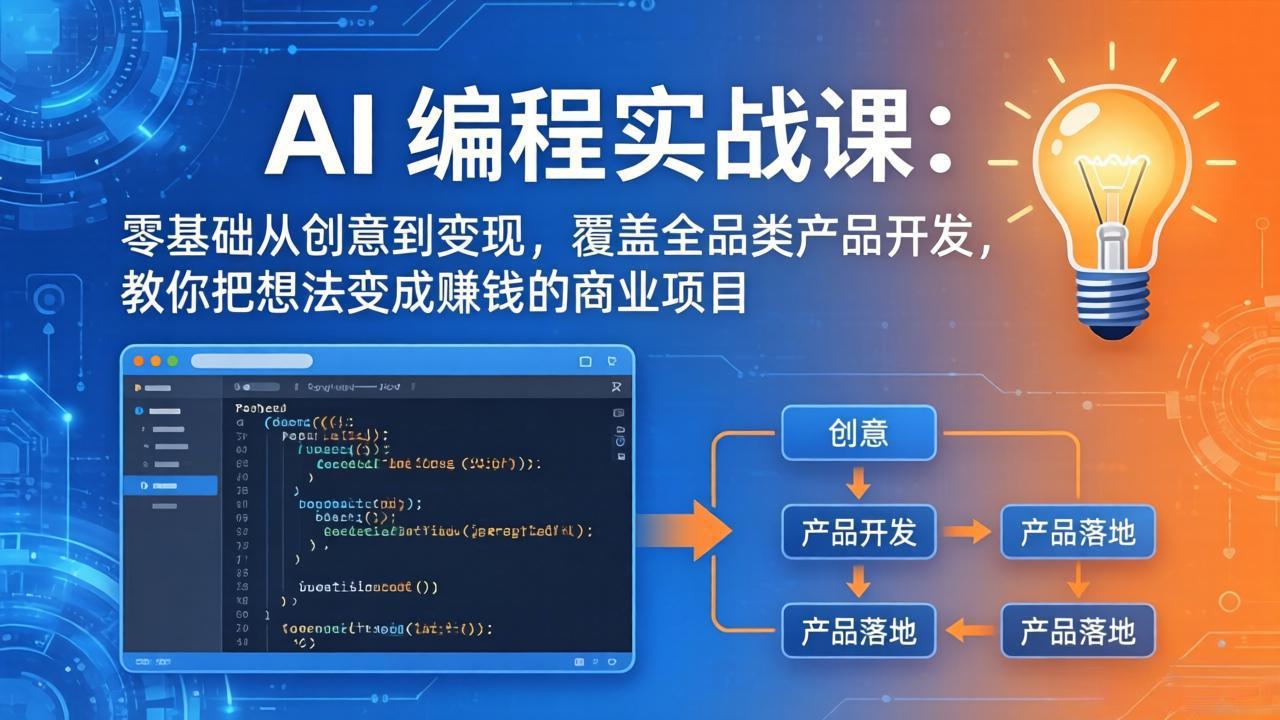 AI编程实战课-第三期-5月3更新：零基础从创意到变现，覆盖全品类产品开发，把想法变成赚钱项目-大川资源分享站