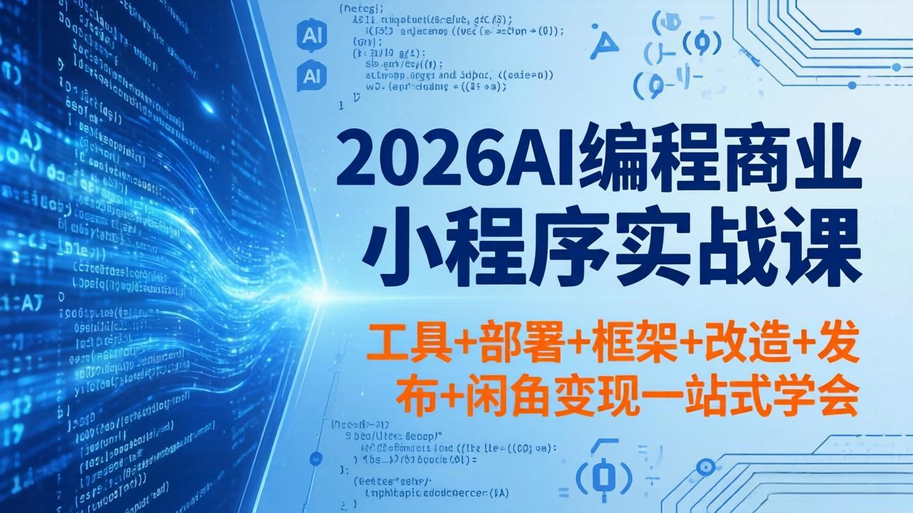 2026AI编程商业小程序实战课，工具+部署+框架+改造+发布+闲鱼变现一站式学会-大川资源分享站
