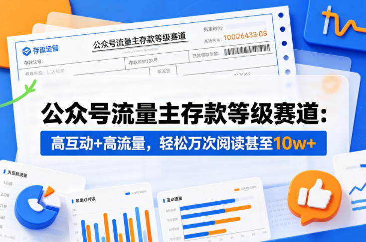 公众号流量主之存款等级赛道，高互动+高流量，轻松达到万次阅读，甚至10w+-大川资源分享站